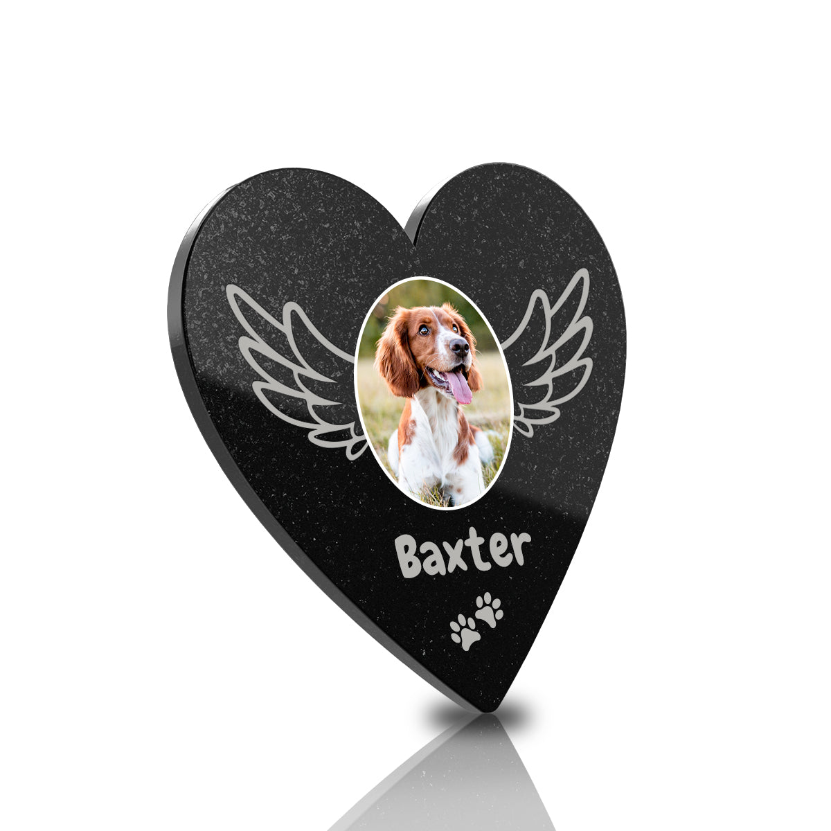 Custom Printed Pet Picture Black Granite Plaque - Heart