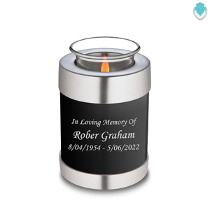 Candle Holder Embrace Black Custom Engraved Text Cremation Urn