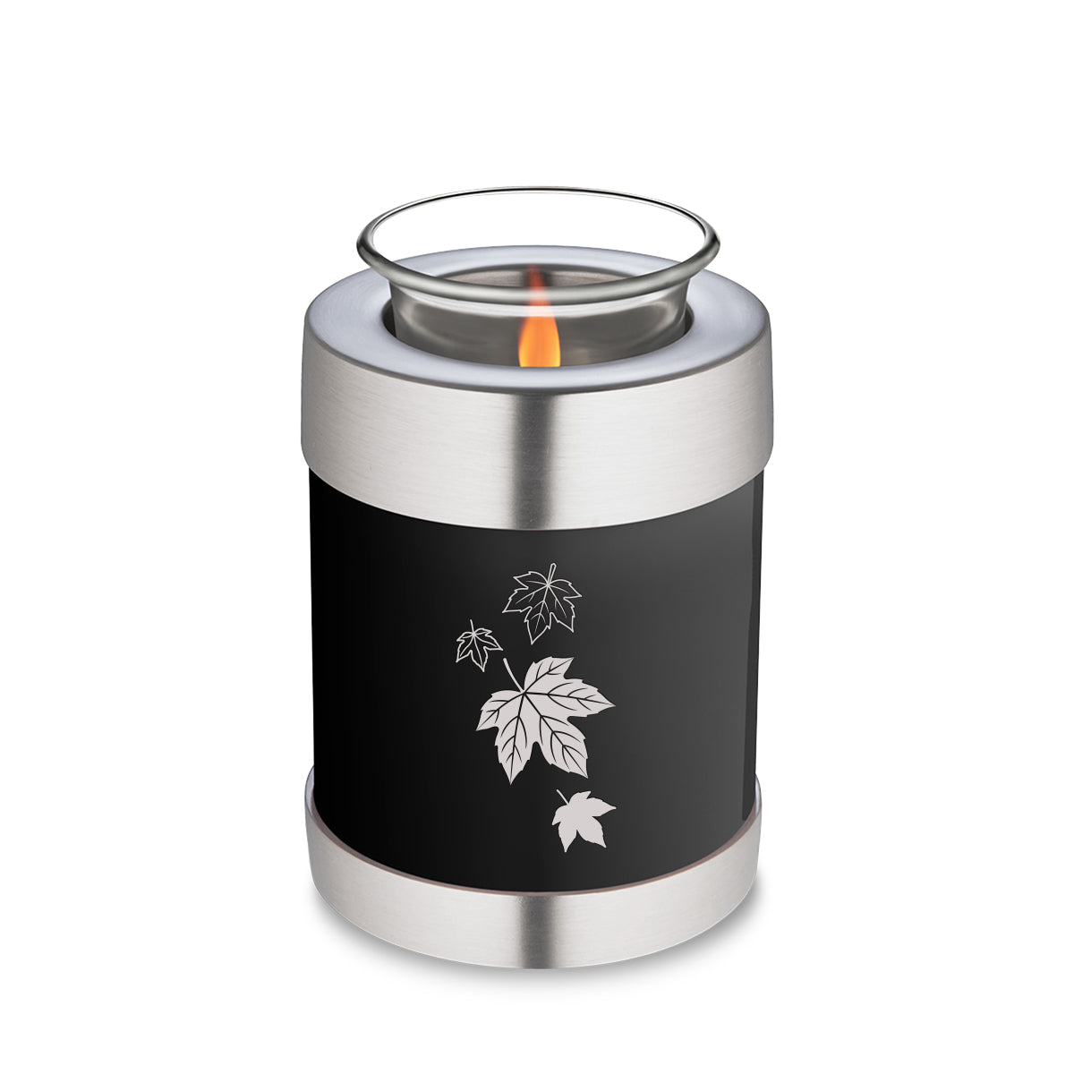 Candle Holder Embrace Black Falling Leaves Cremation Urn