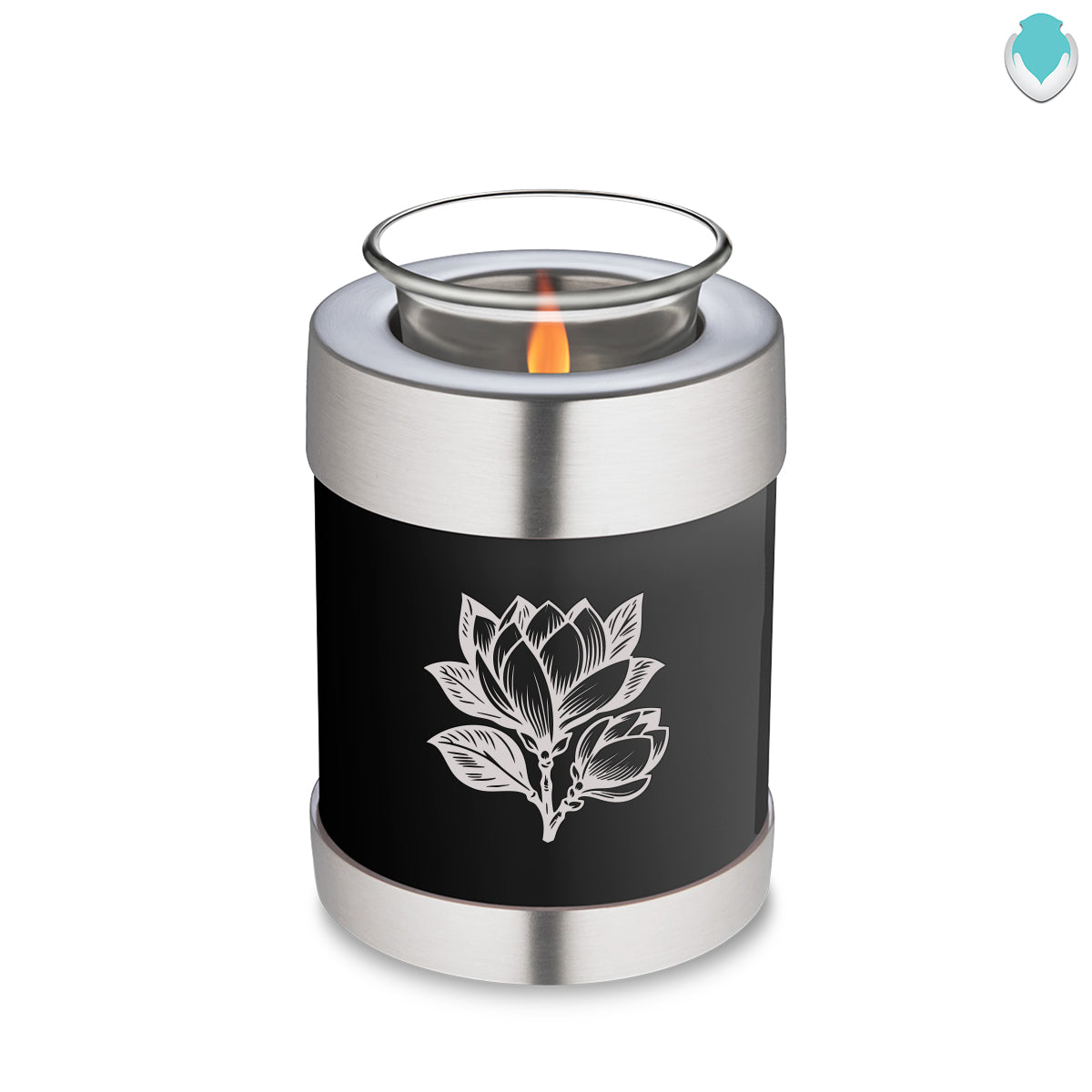 Candle Holder Embrace Black Magnolia Flower Cremation Urn