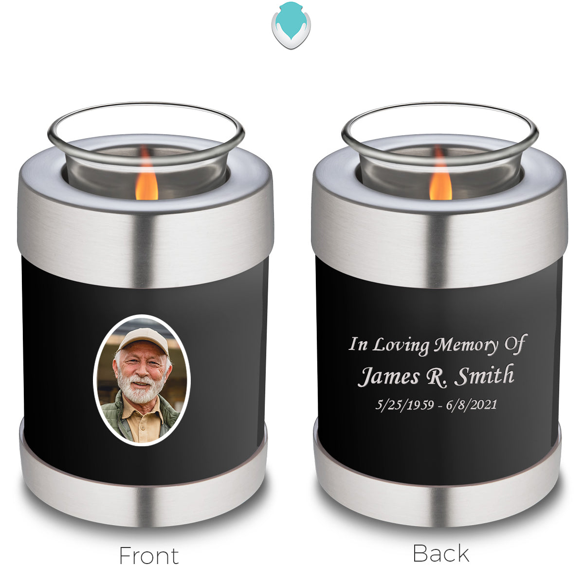 Candle Holder Embrace Black Portrait Cremation Urn