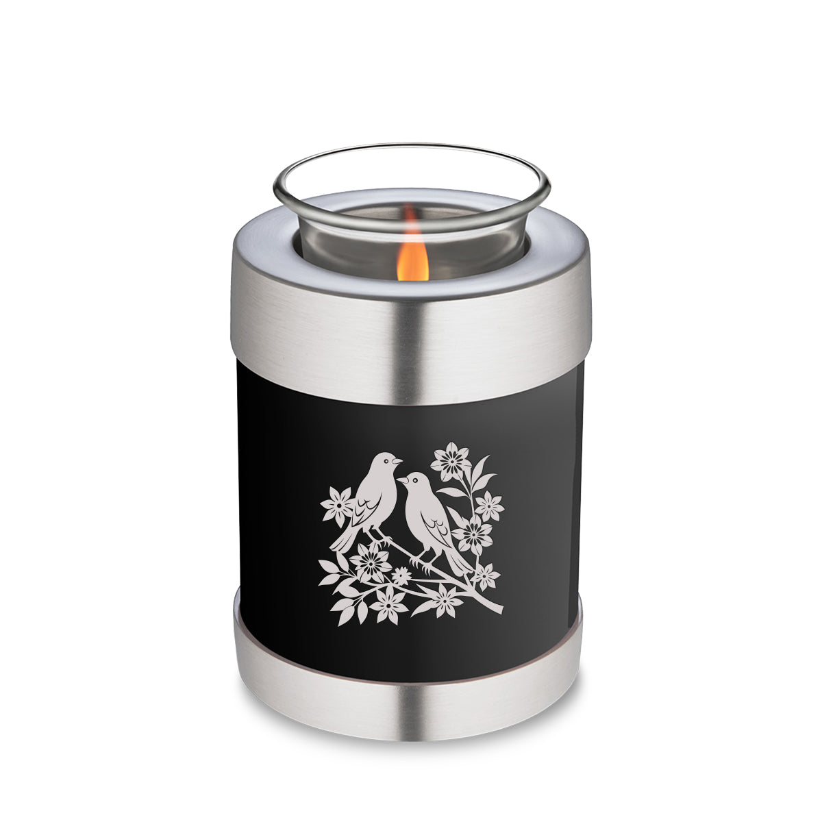 Candle Holder Embrace Black Songbirds Cremation Urn
