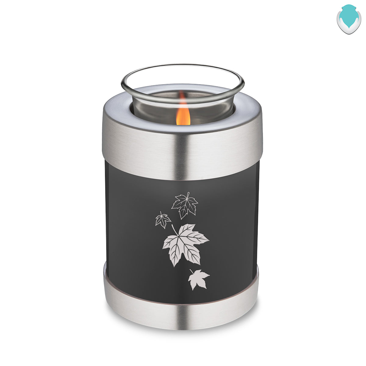Candle Holder Embrace Charcoal Falling Leaves Cremation Urn