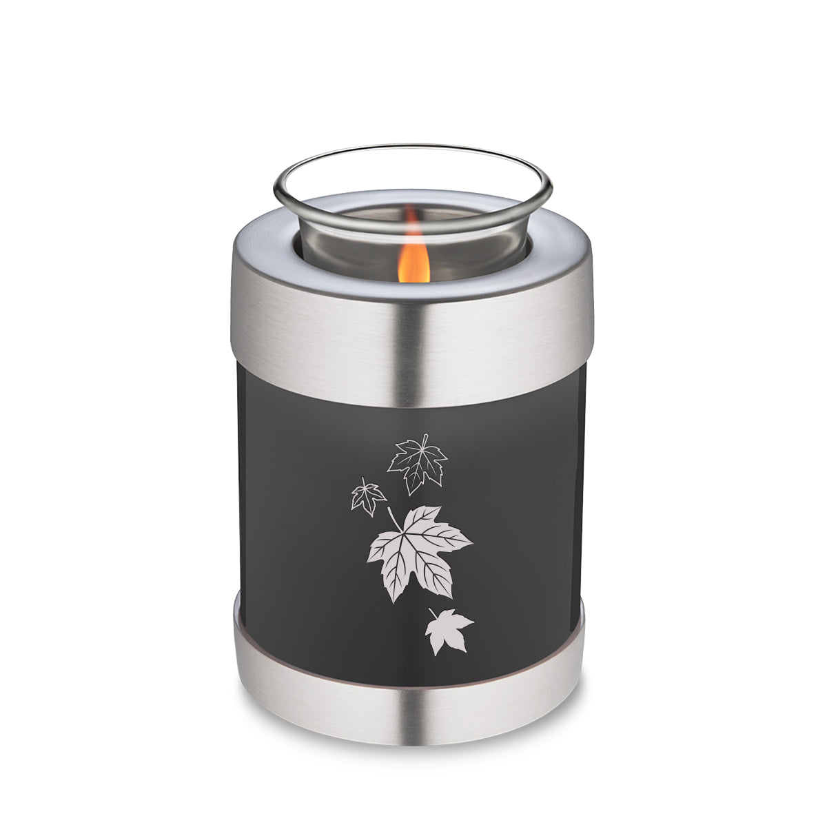 Candle Holder Embrace Charcoal Falling Leaves Cremation Urn