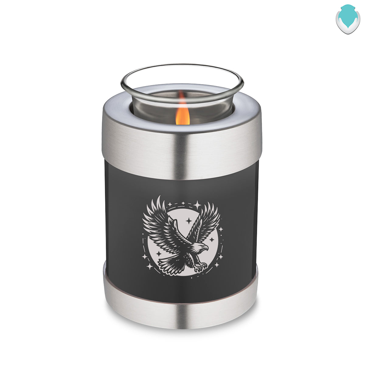 Candle Holder Embrace Charcoal Black  Flying Eagle Cremation Urn
