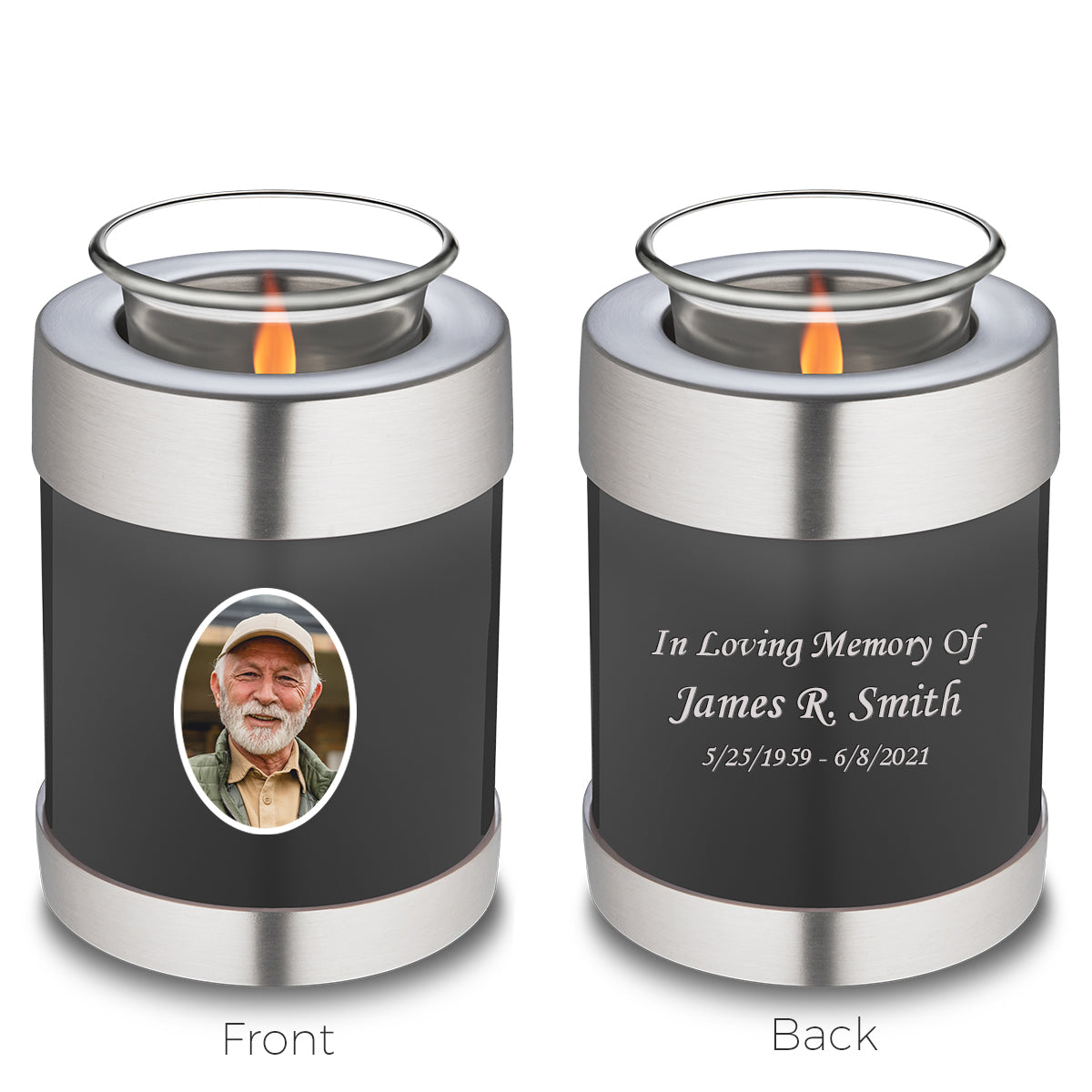 Candle Holder Embrace Charcoal Portrait Cremation Urn