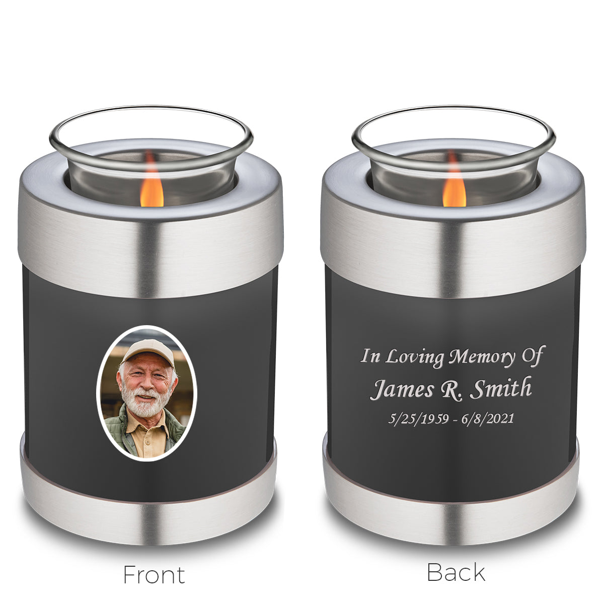 Candle Holder Embrace Charcoal Portrait Cremation Urn