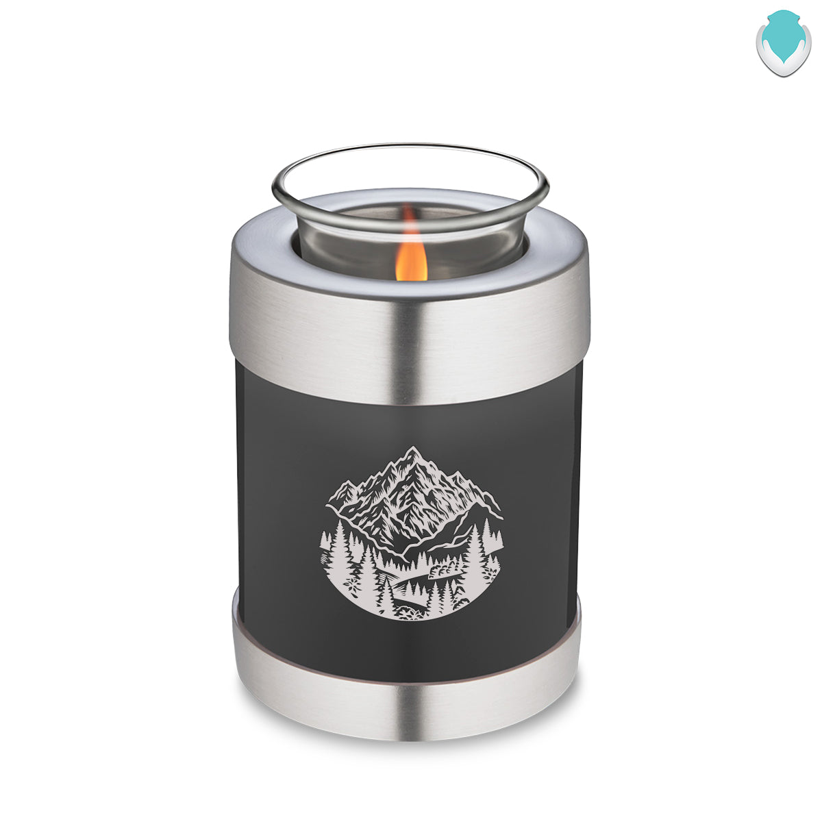 Candle Holder Embrace Charcoal Black Rocky Mountains Cremation Urn