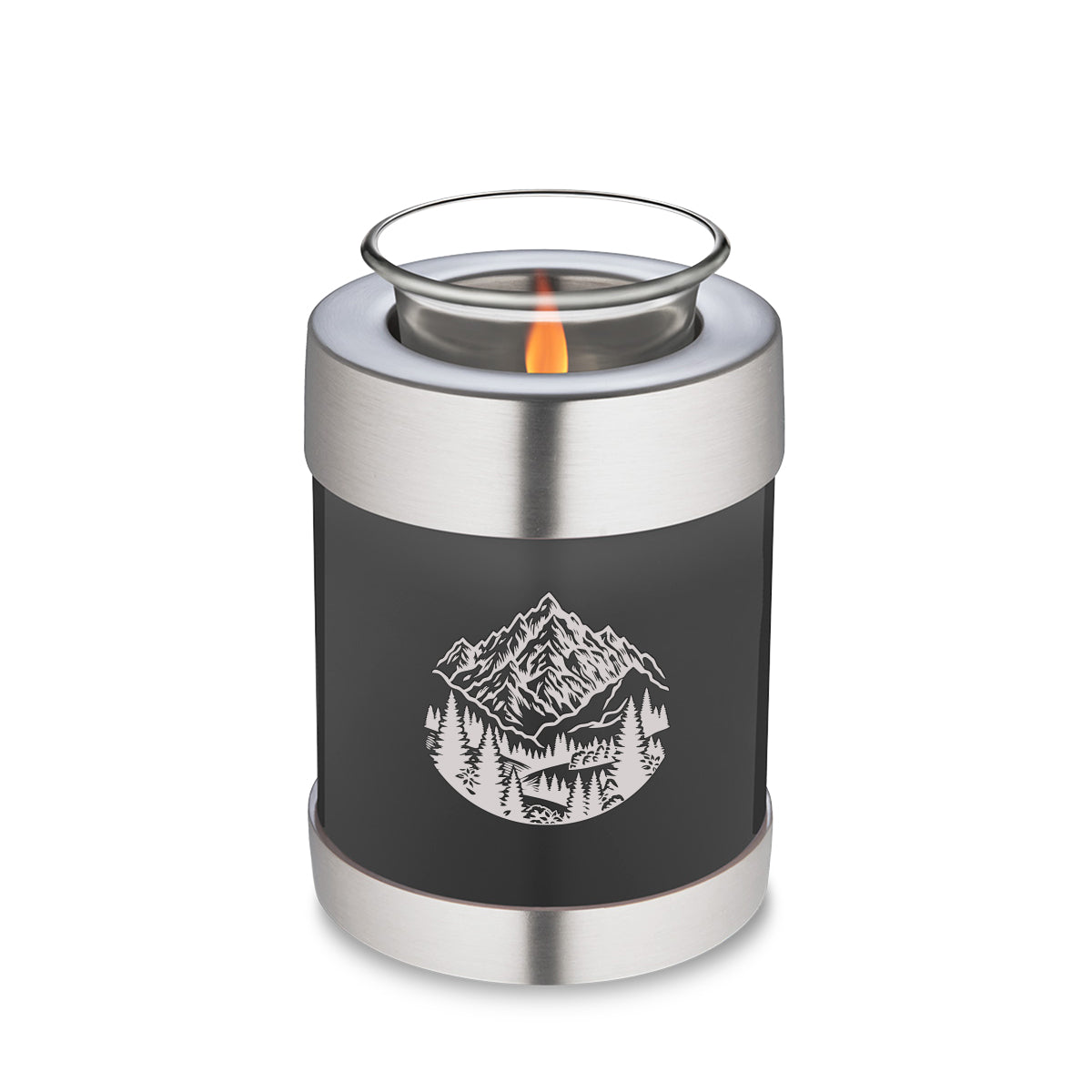 Candle Holder Embrace Charcoal Black Rocky Mountains Cremation Urn