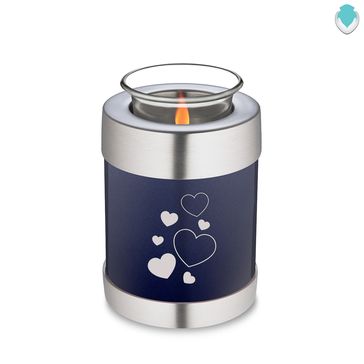 Candle Holder Embrace Cobalt Blue Floating Heart Cremation Urn