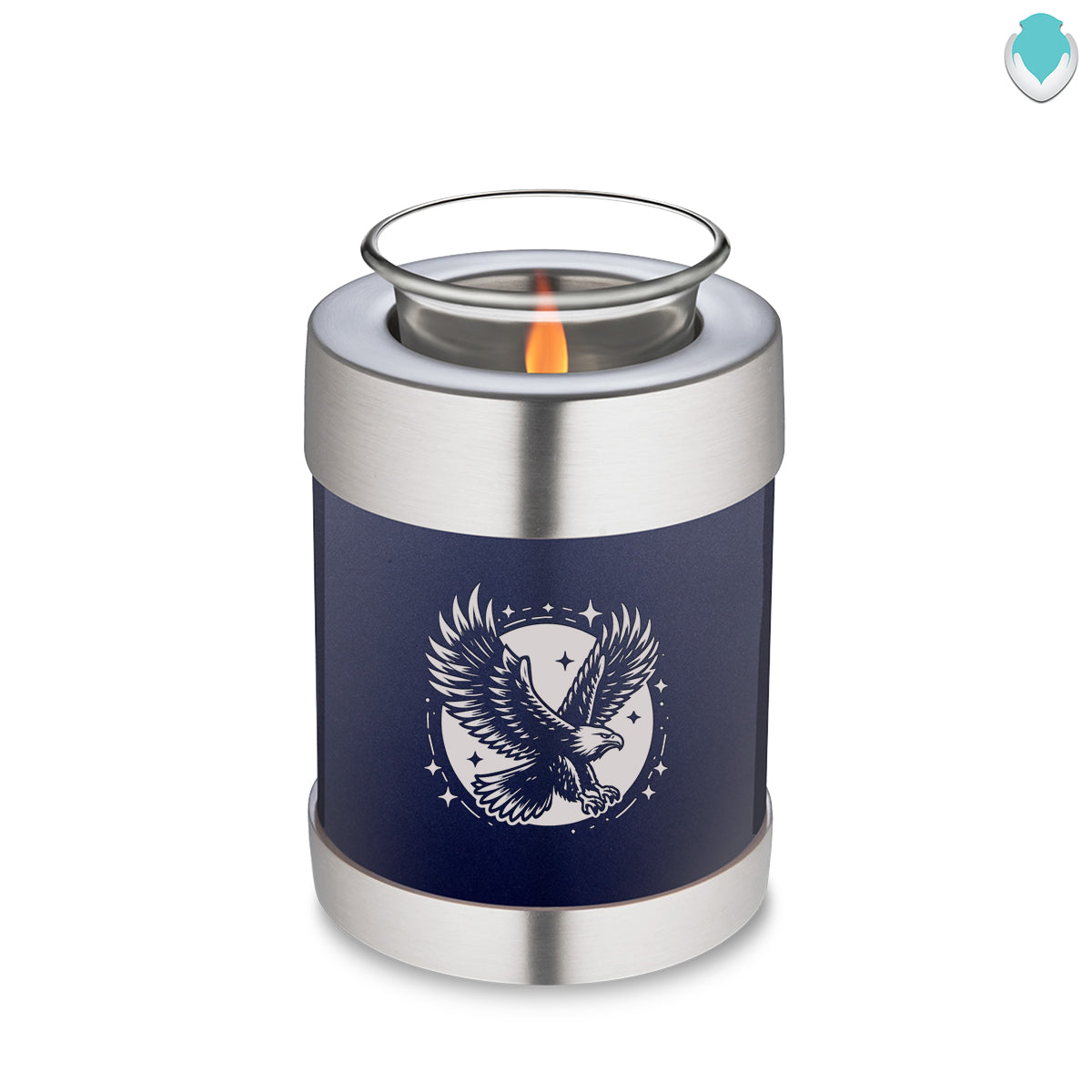 Candle Holder Embrace Cobalt Blue Flying Eagle Cremation Urn