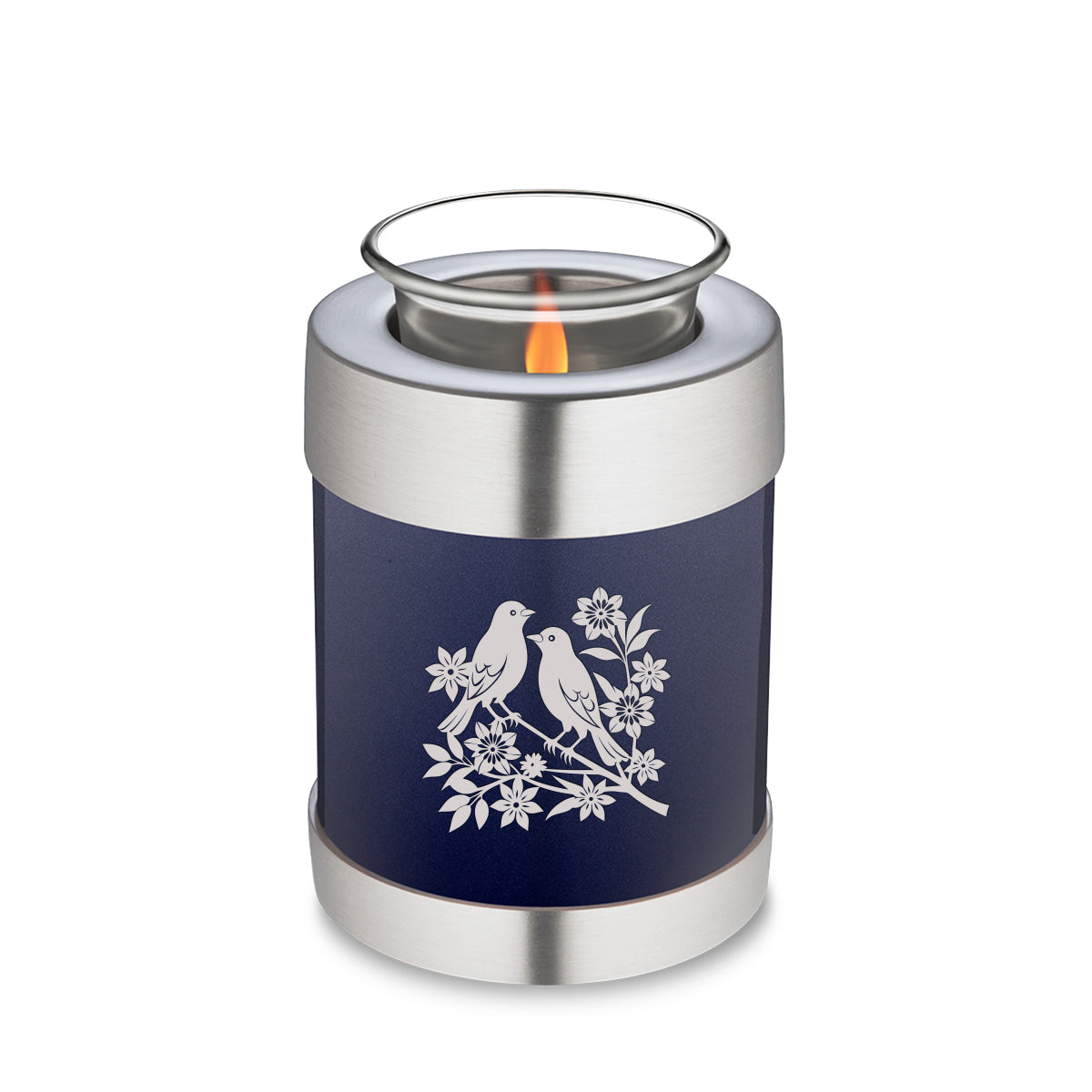 Candle Holder Embrace Cobalt Blue Songbirds Cremation Urn