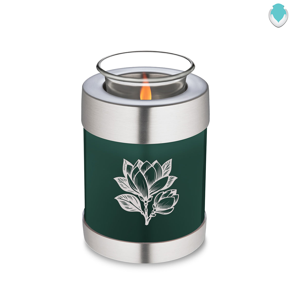 Candle Holder Embrace Green Magnolia Flower Cremation Urn