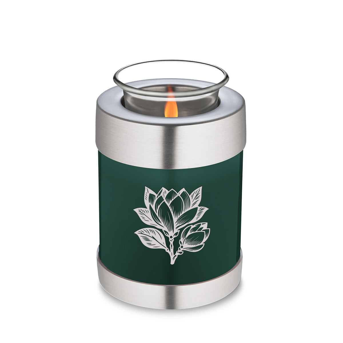 Candle Holder Embrace Green Magnolia Flower Cremation Urn