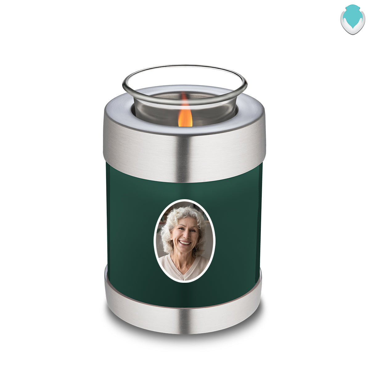 Candle Holder Embrace Green Portrait Cremation Urn
