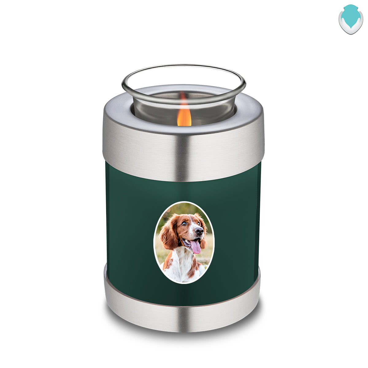 Candle Holder Pet Embrace Green Portrait Cremation Urn