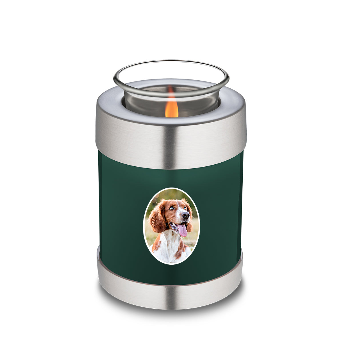 Candle Holder Pet Embrace Green Portrait Cremation Urn