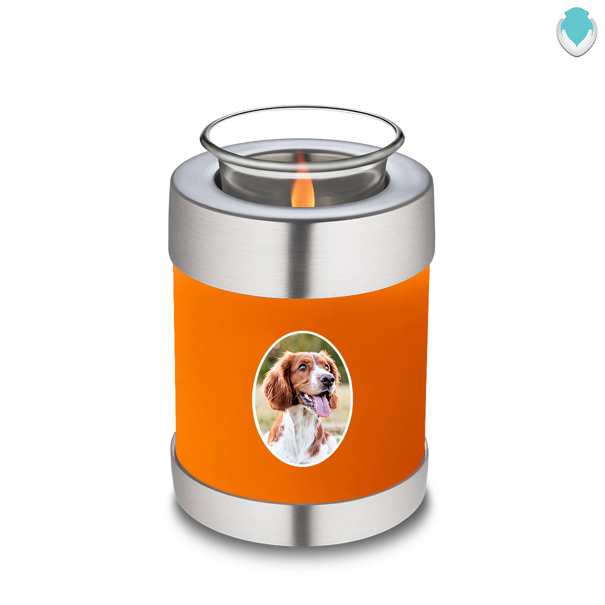 Candle Holder Pet Embrace Burnt Orange Portrait Cremation Urn