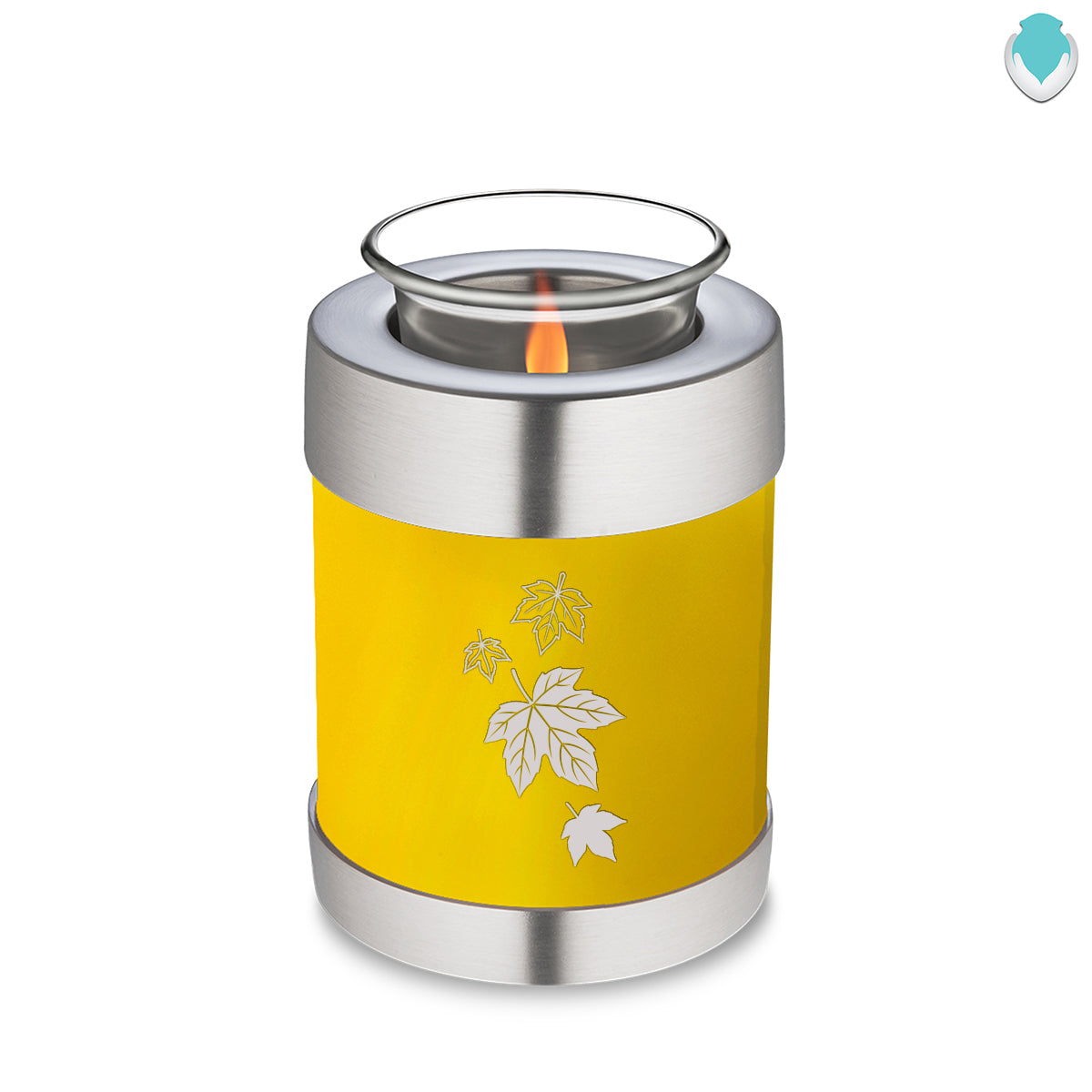 Candle Holder Embrace Yellow Falling Leaves Cremation Urn
