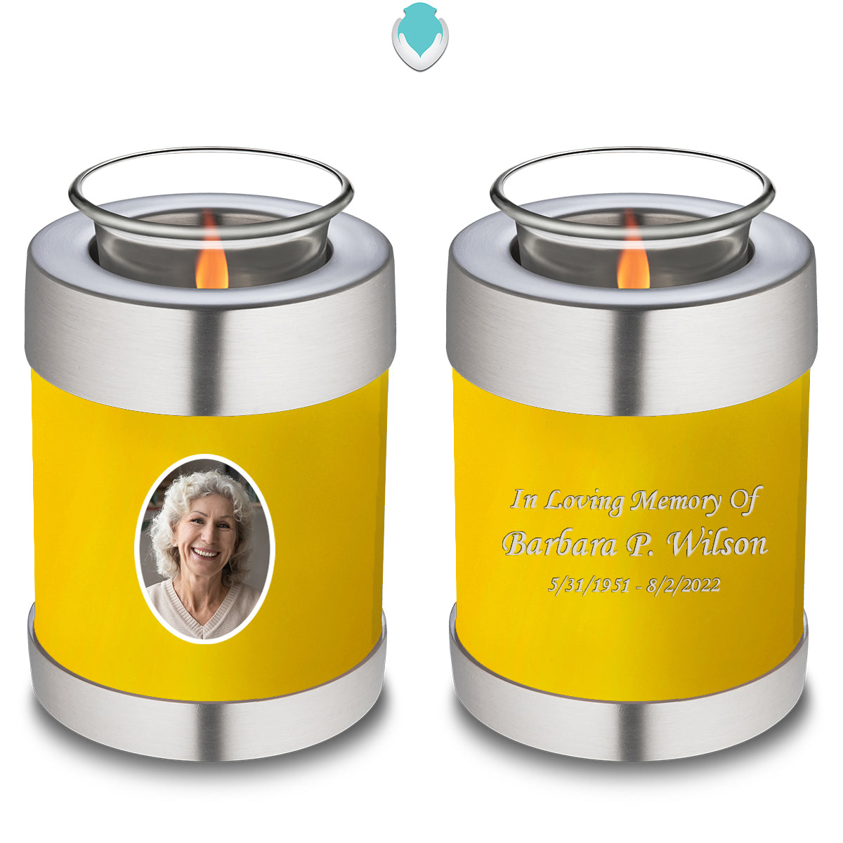 Candle Holder Embrace Yellow Portrait Cremation Urn