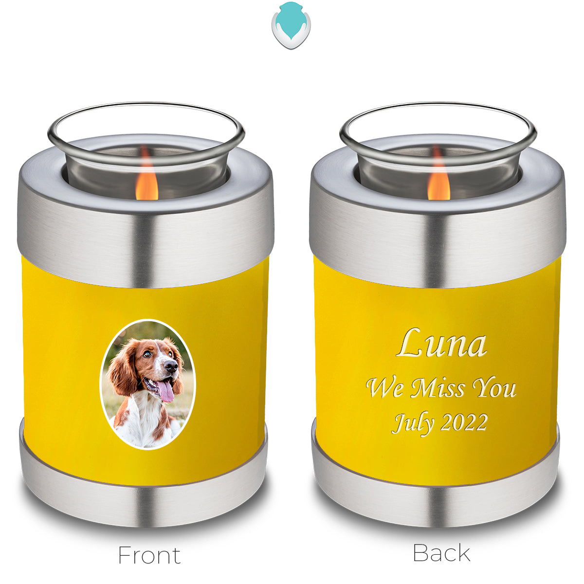 Candle Holder Pet Embrace Yellow Portrait Cremation Urn