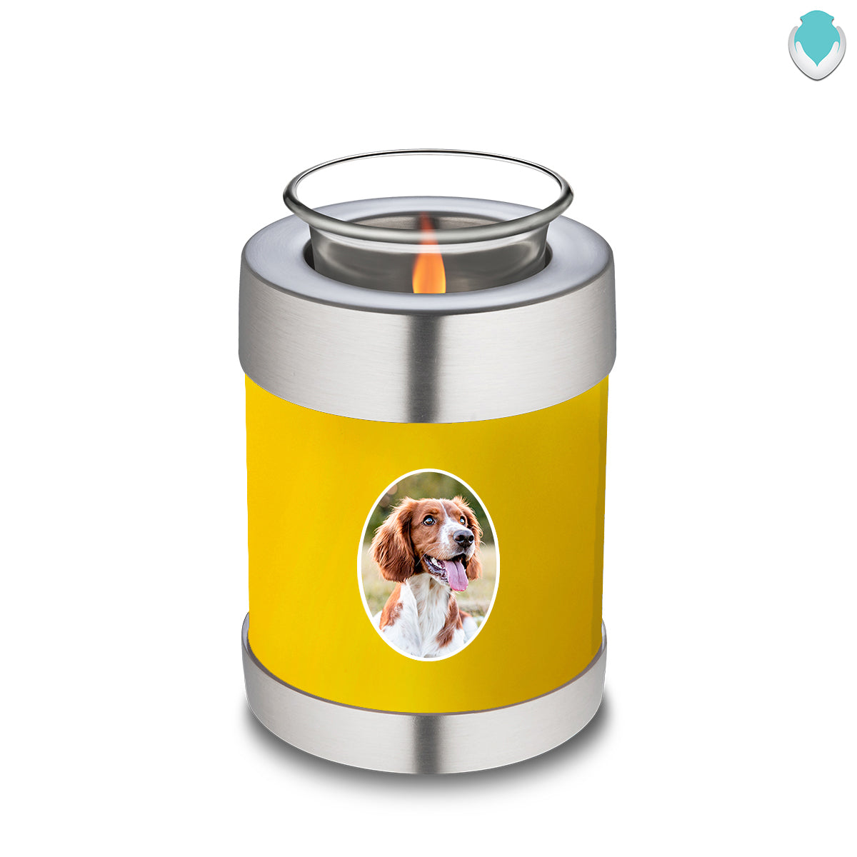 Candle Holder Pet Embrace Yellow Portrait Cremation Urn