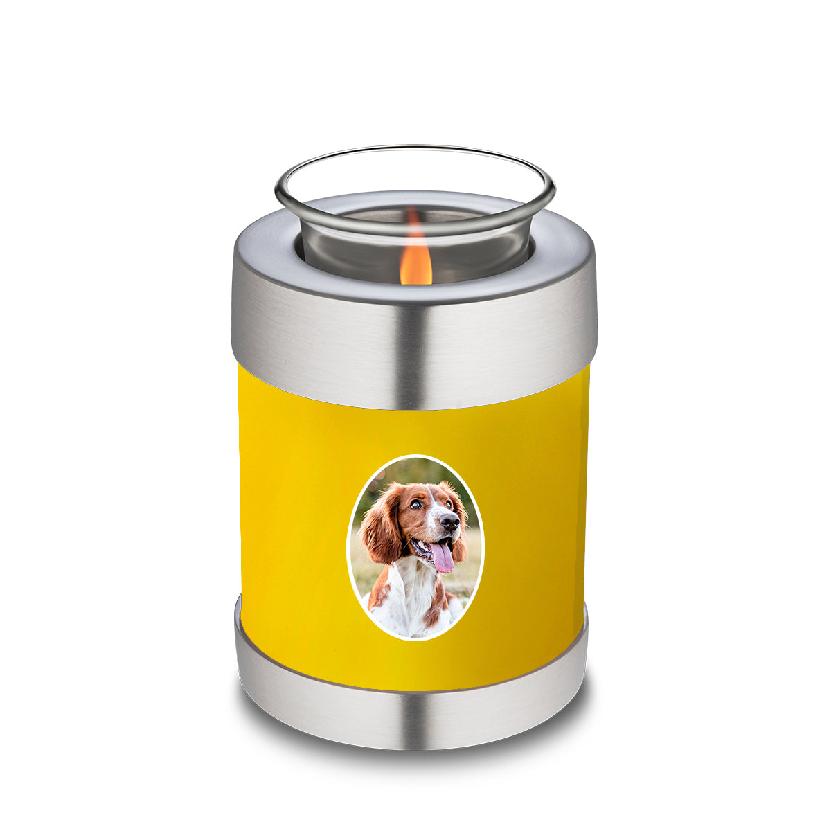 Candle Holder Pet Embrace Yellow Portrait Cremation Urn