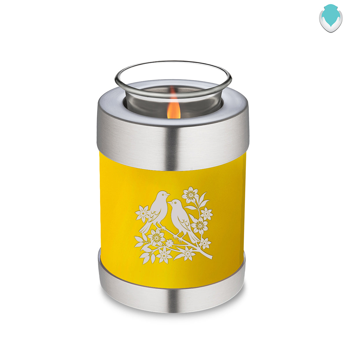 Candle Holder Embrace Yellow Songbirds Cremation Urn