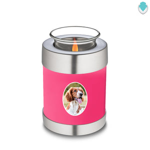 Candle Holder Pet Embrace Bright Pink Portrait Cremation Urn