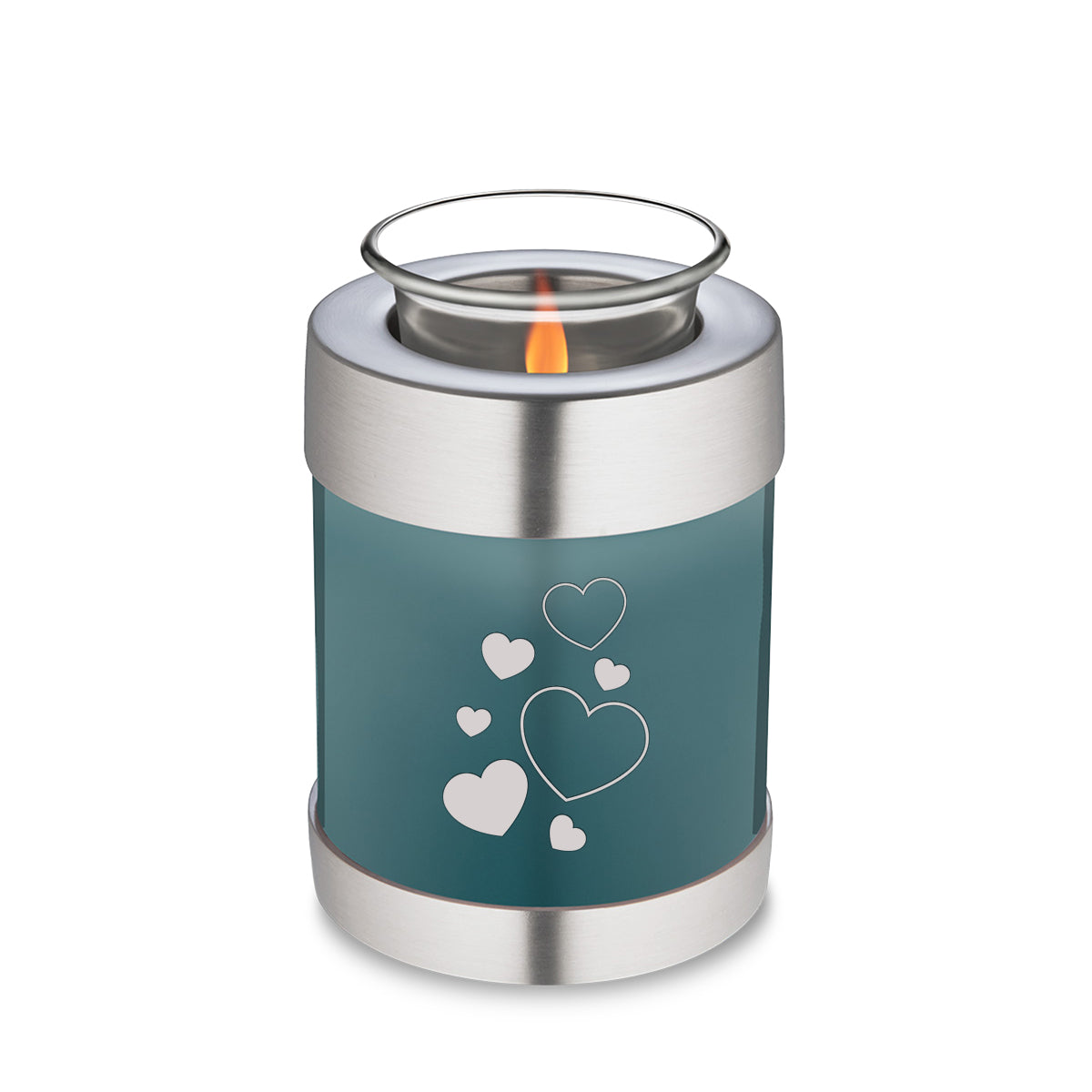 Candle Holder Embrace Teal Floating Heart Cremation Urn