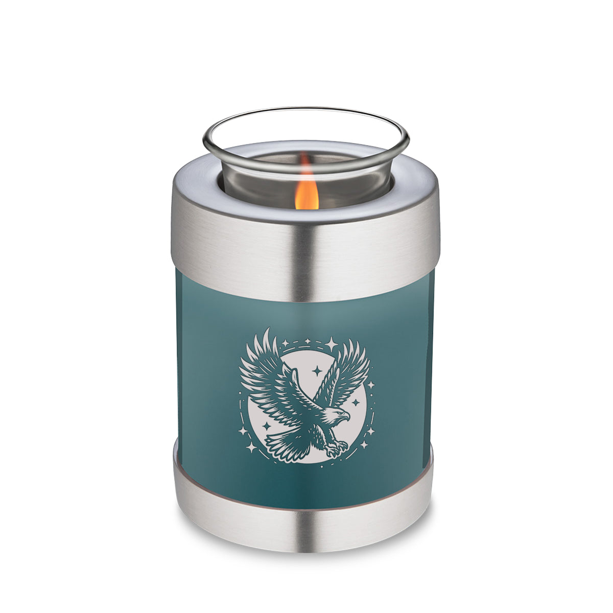 Candle Holder Embrace Teal Flying Eagle Cremation Urn