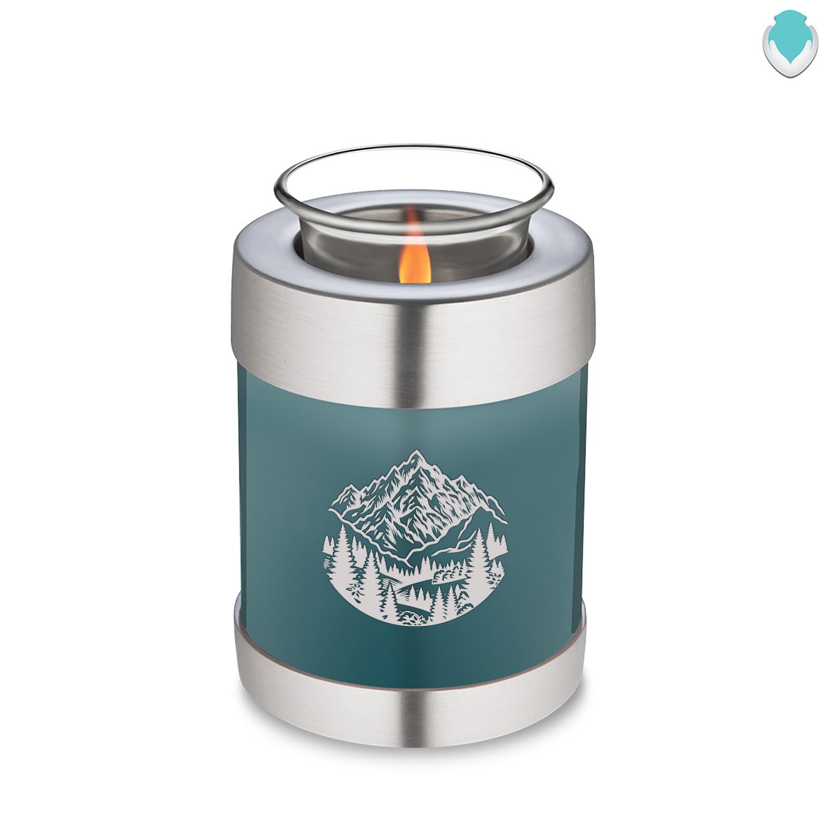 Candle Holder Embrace Teal Rocky Mountains Cremation Urn