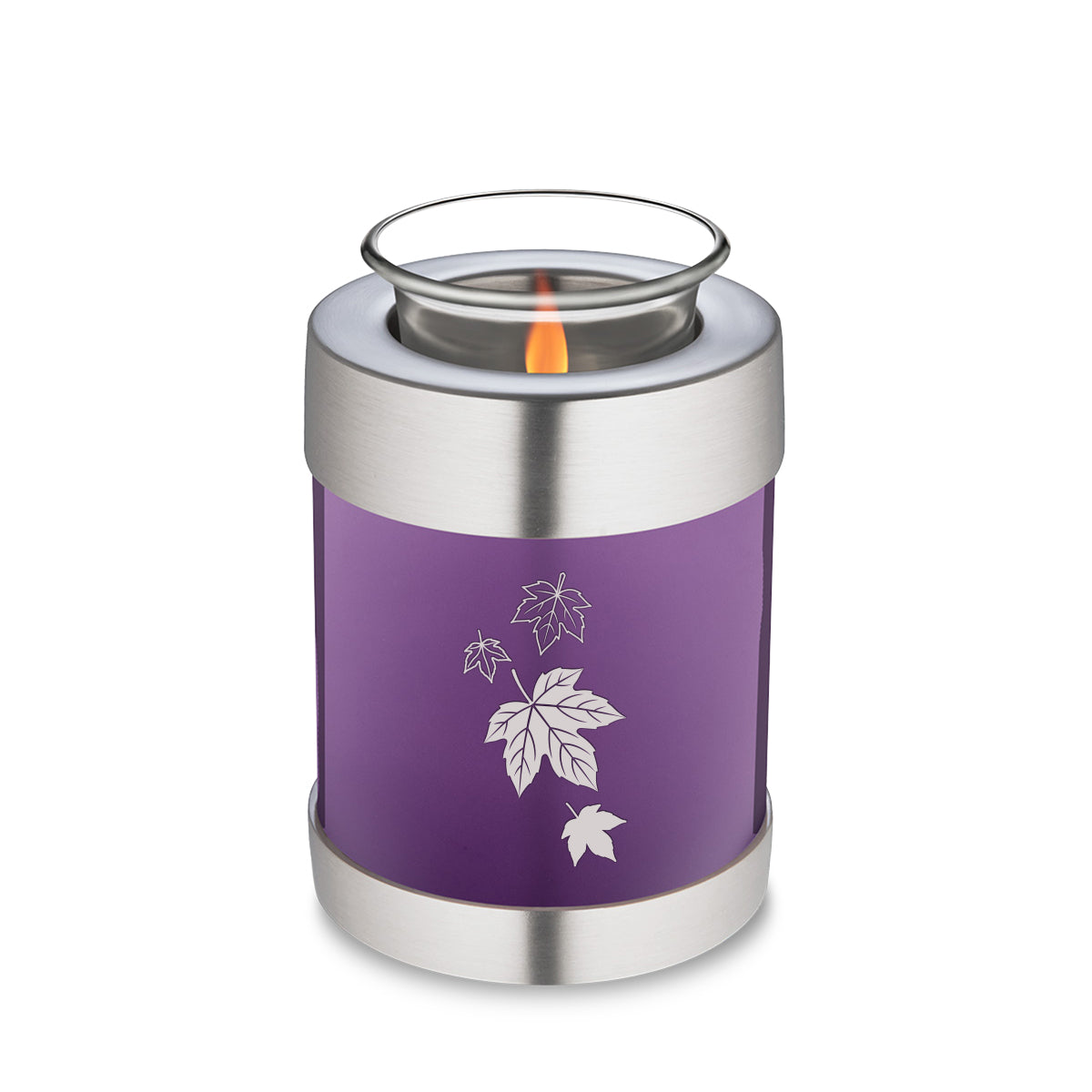 Candle Holder Embrace Purple Falling Leaves Cremation Urn