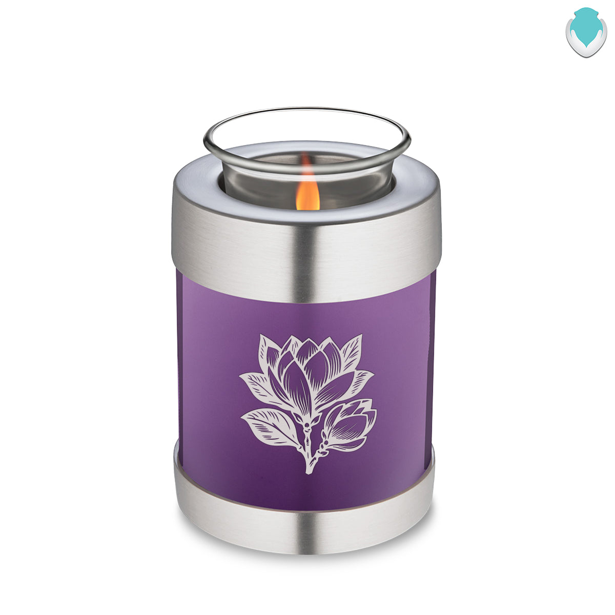 Candle Holder Embrace Purple Magnolia Flower Cremation Urn