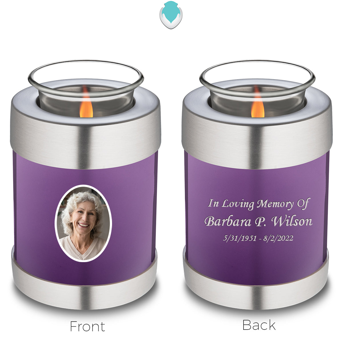 Candle Holder Embrace Purple Portrait Cremation Urn