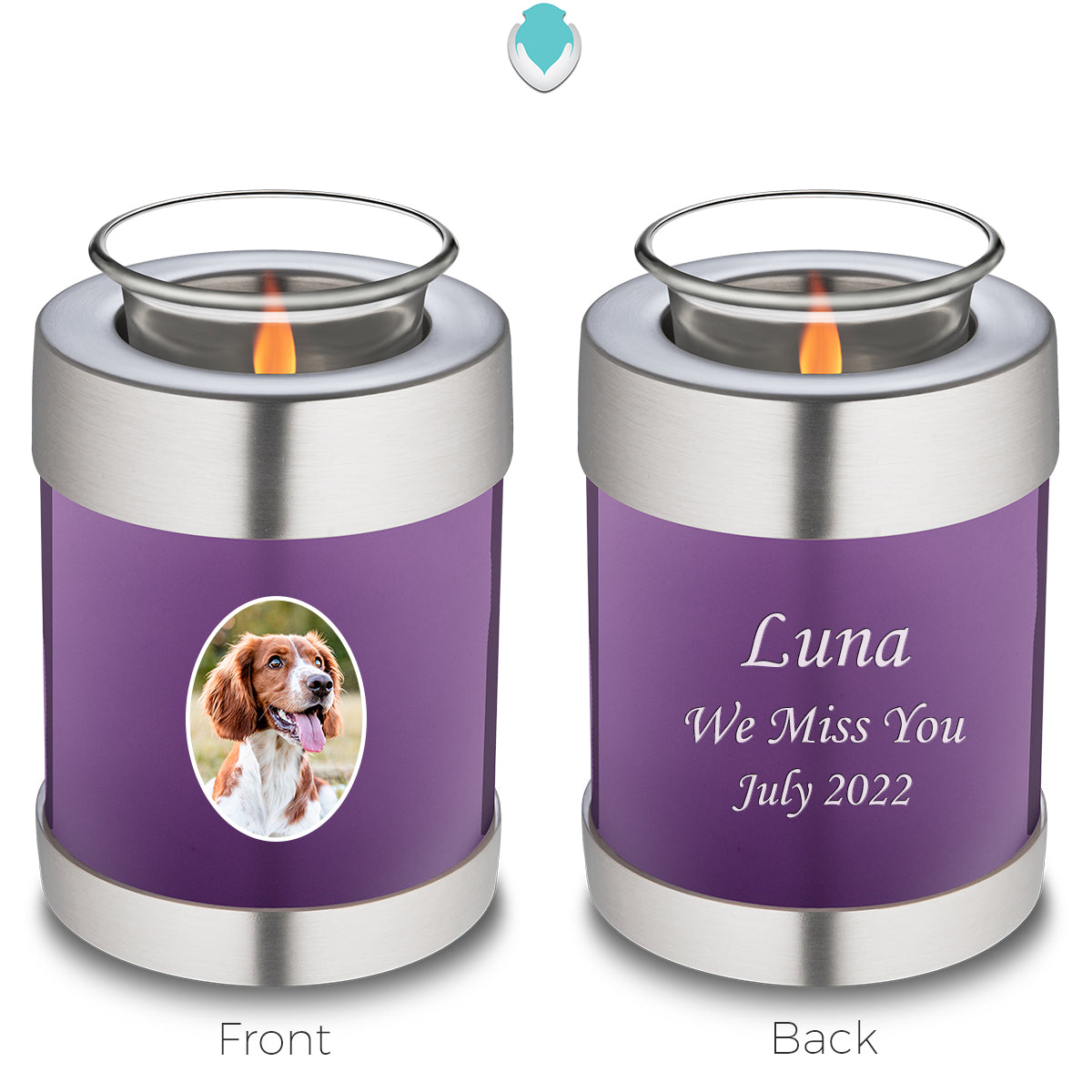 Candle Holder Pet Embrace Purple Portrait Cremation Urn
