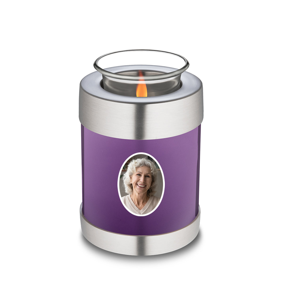 Candle Holder Embrace Purple Portrait Cremation Urn