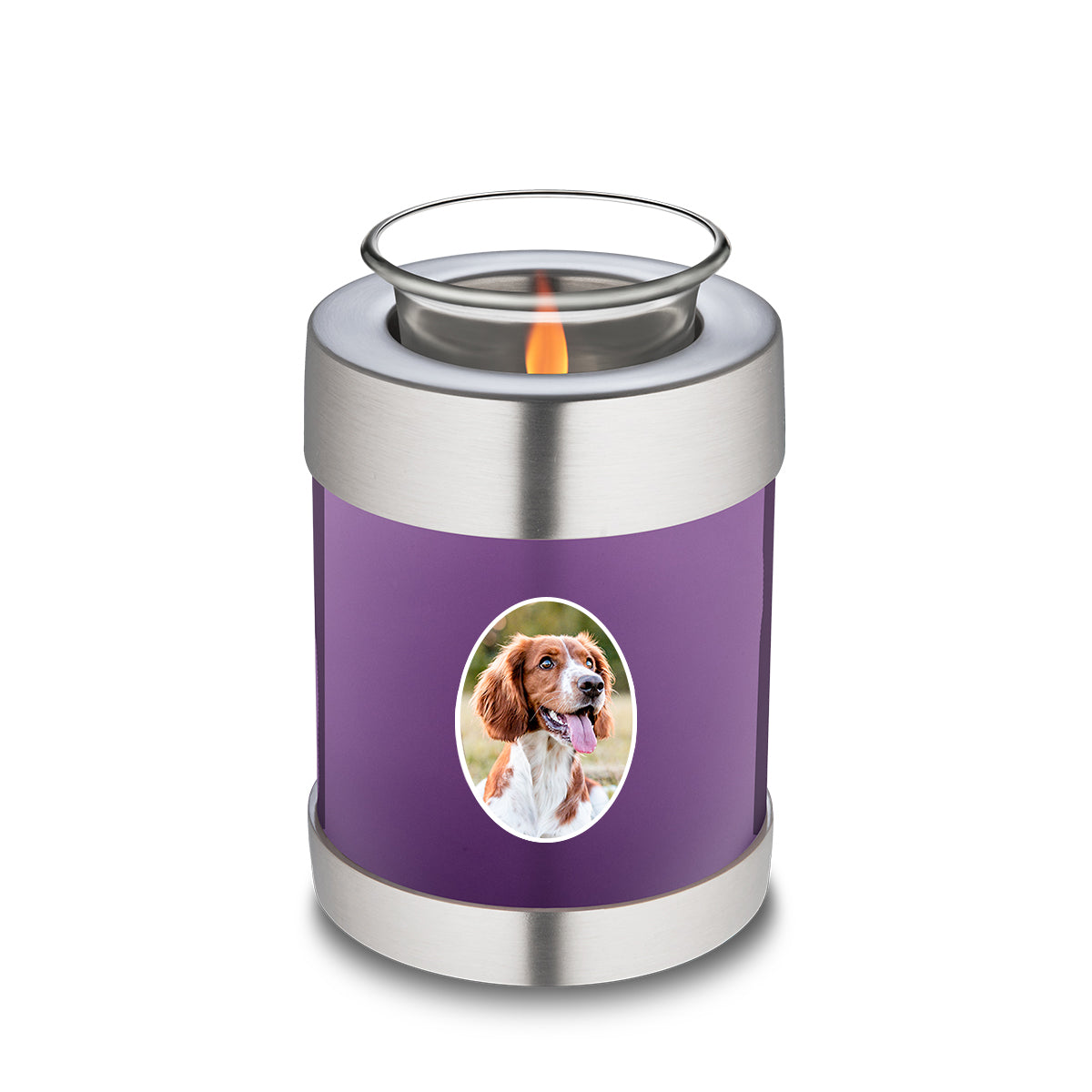 Candle Holder Pet Embrace Purple Portrait Cremation Urn
