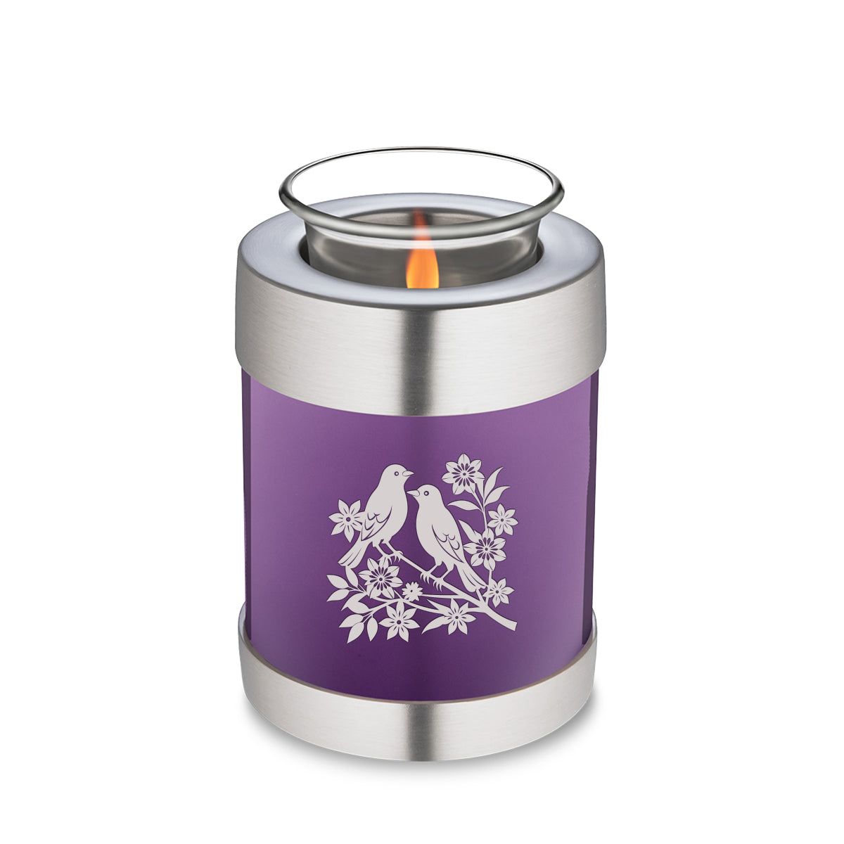 Candle Holder Embrace Purple Songbirds Cremation Urn