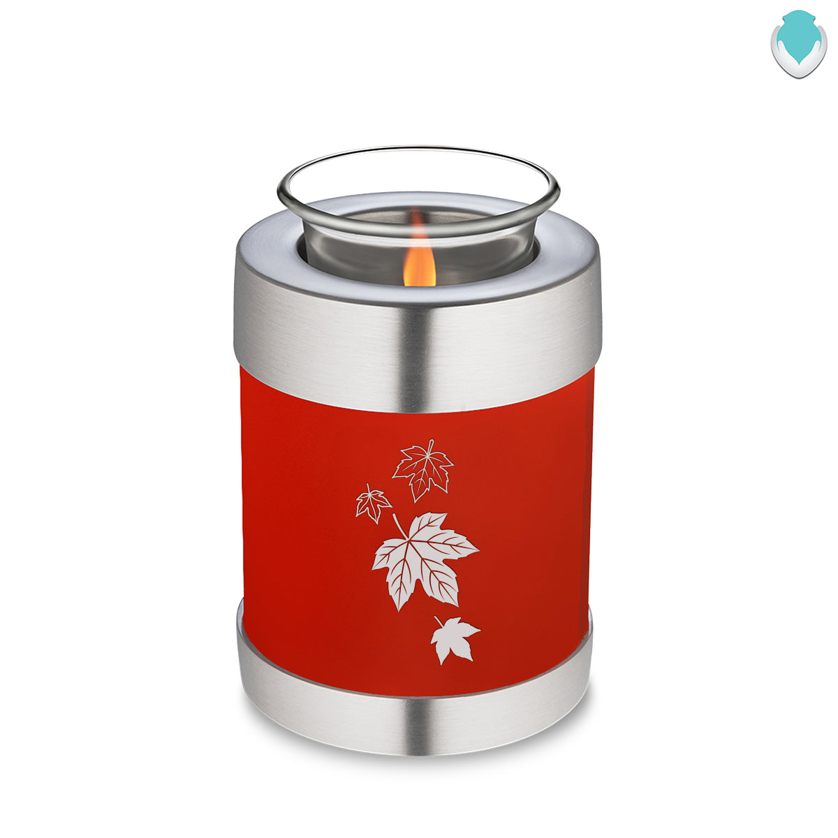 Candle Holder Embrace Bright Red Falling Leaves Cremation Urn