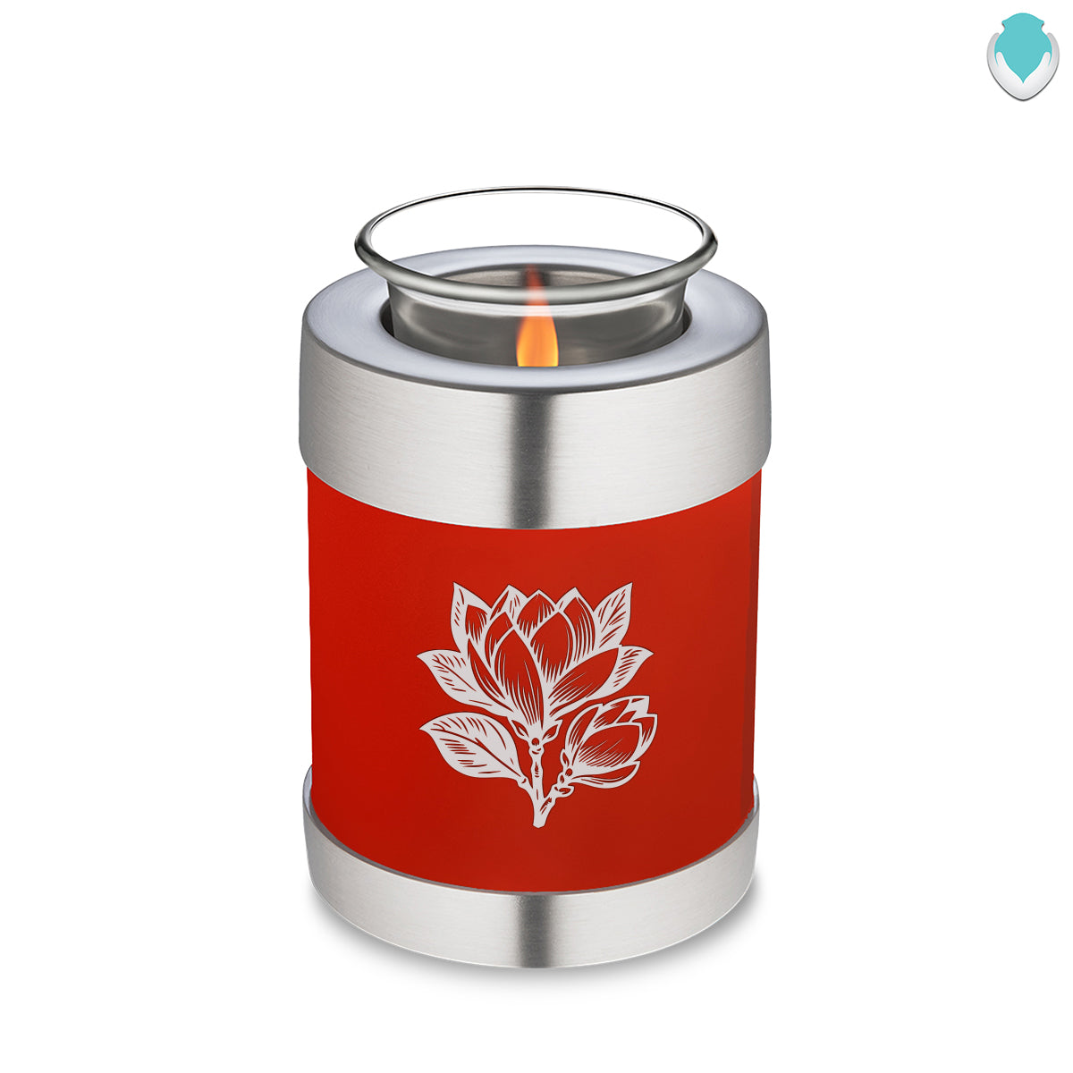 Candle Holder Embrace Bright Red Magnolia Flower Cremation Urn
