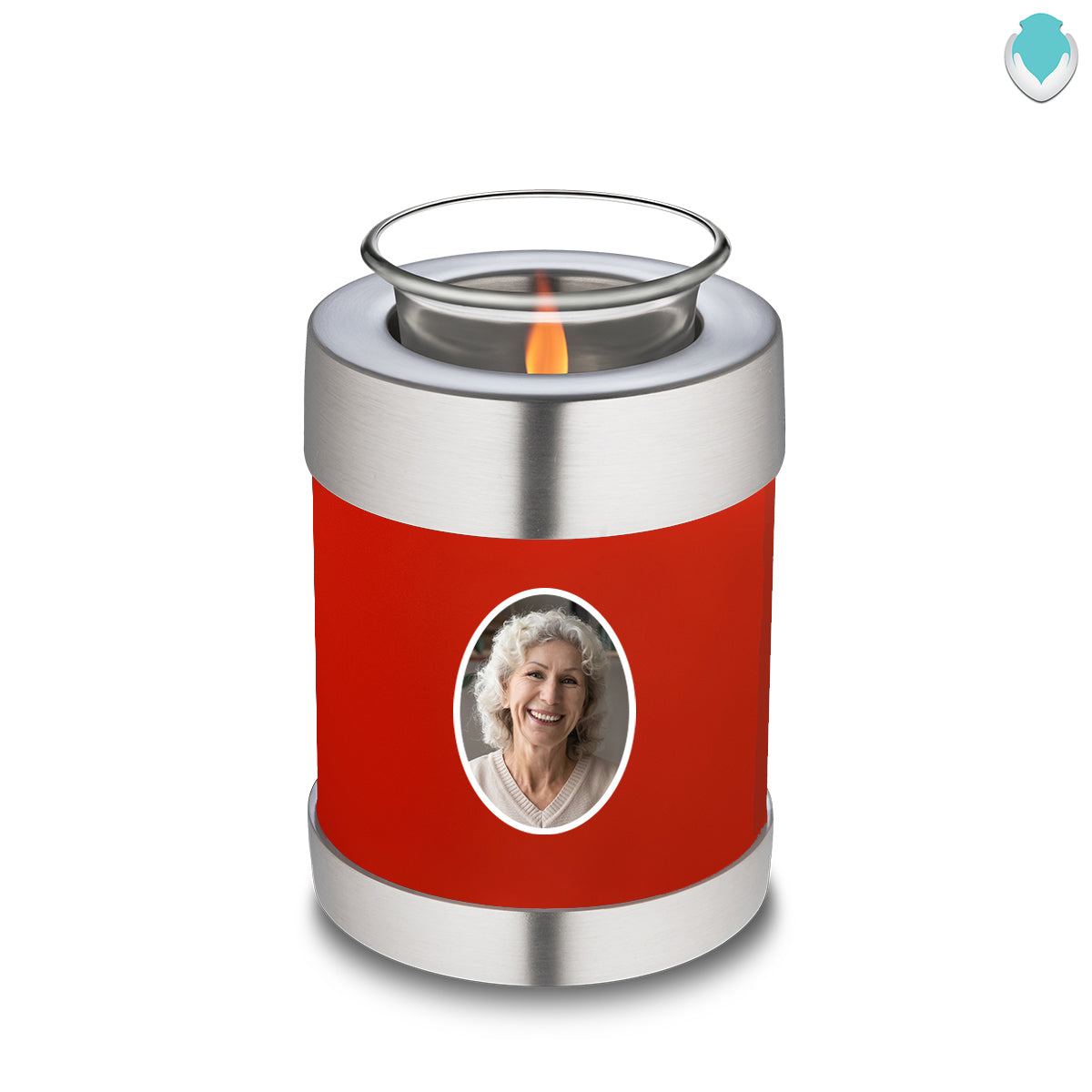 Candle Holder Embrace Bright Red Portrait Cremation Urn