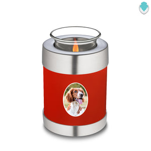 Candle Holder Pet Embrace Bright Red Portrait Cremation Urn