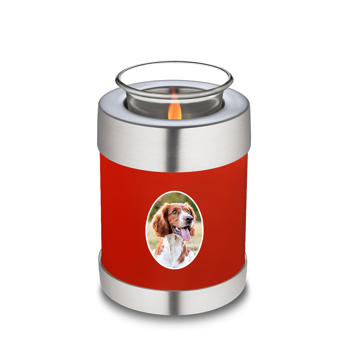 Candle Holder Pet Embrace Bright Red Portrait Cremation Urn