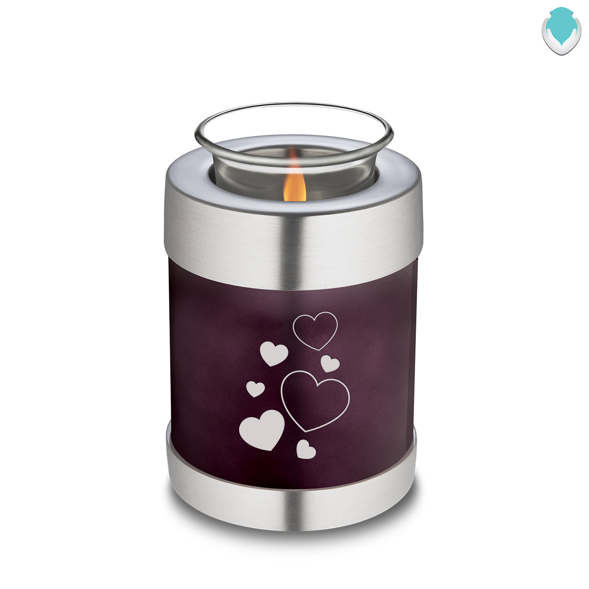 Candle Holder Embrace Cherry Purple Floating Heart Cremation Urn