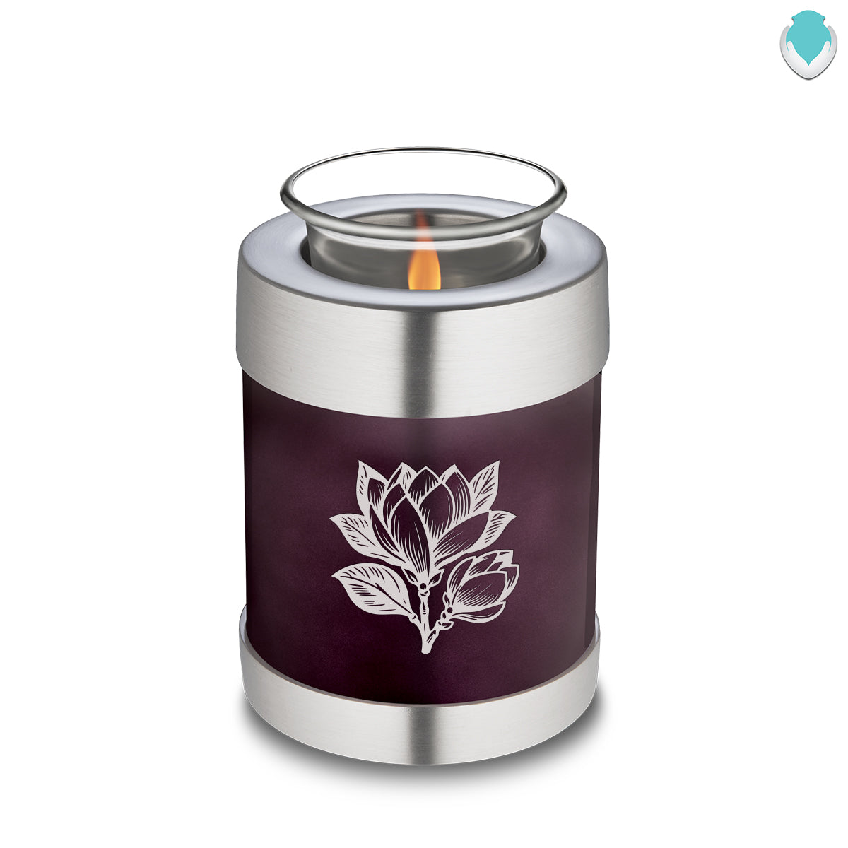 Candle Holder Embrace Cherry Purple Magnolia Flower Cremation Urn