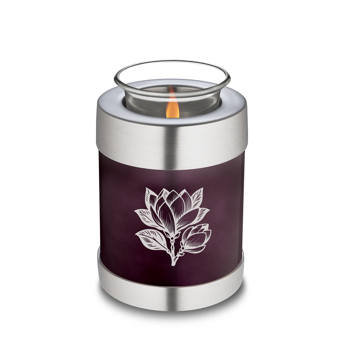 Candle Holder Embrace Cherry Purple Magnolia Flower Cremation Urn