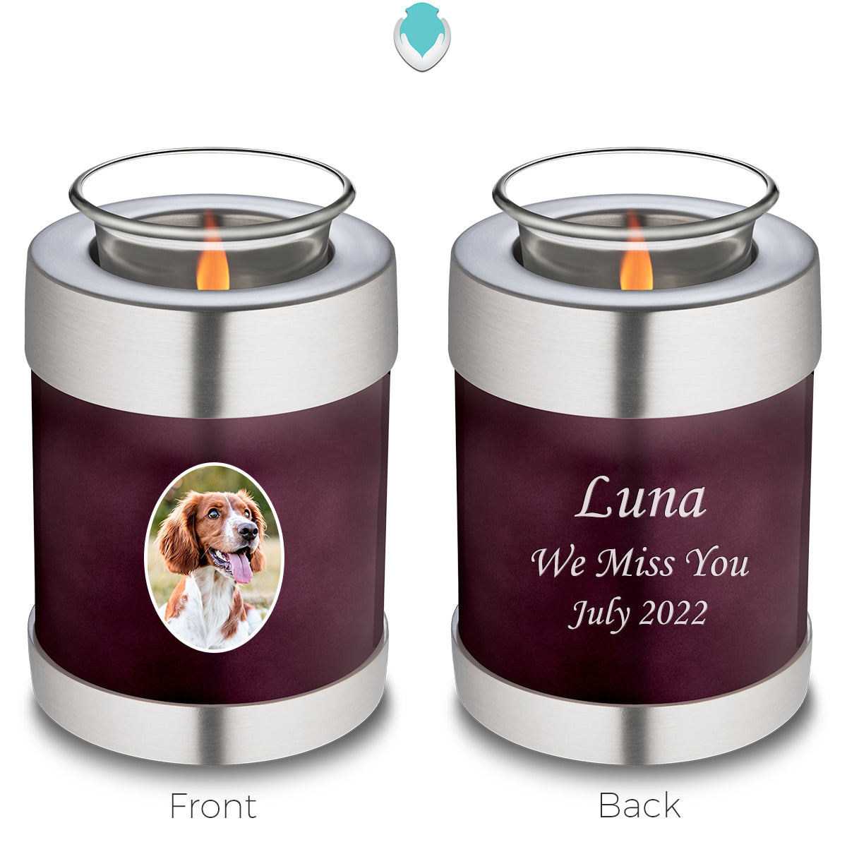 Candle Holder Pet Embrace Cherry Purple Portrait Cremation Urn