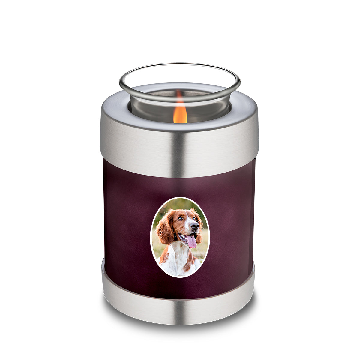 Candle Holder Pet Embrace Cherry Purple Portrait Cremation Urn
