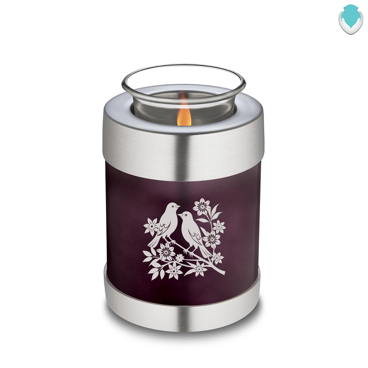 Candle Holder Embrace Cherry Purple Songbirds Cremation Urn